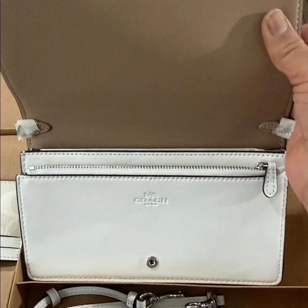 Coach Cream and Ivory Signature Pattern Crossbody Bag Set NWT
